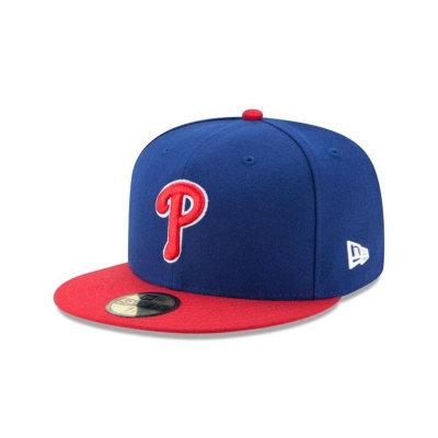 Blue Philadelphia Phillies Hat - New Era MLB Authentic Collection 59FIFTY Fitted Caps USA7352480